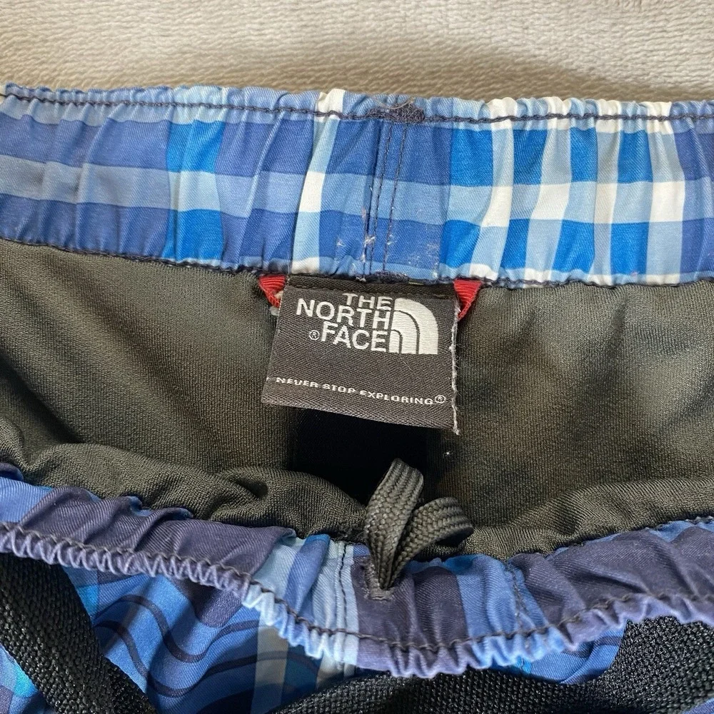 The North Face Mens Swim Trunks Size XL Blue Plaid‎ Lined Beach Board Shorts